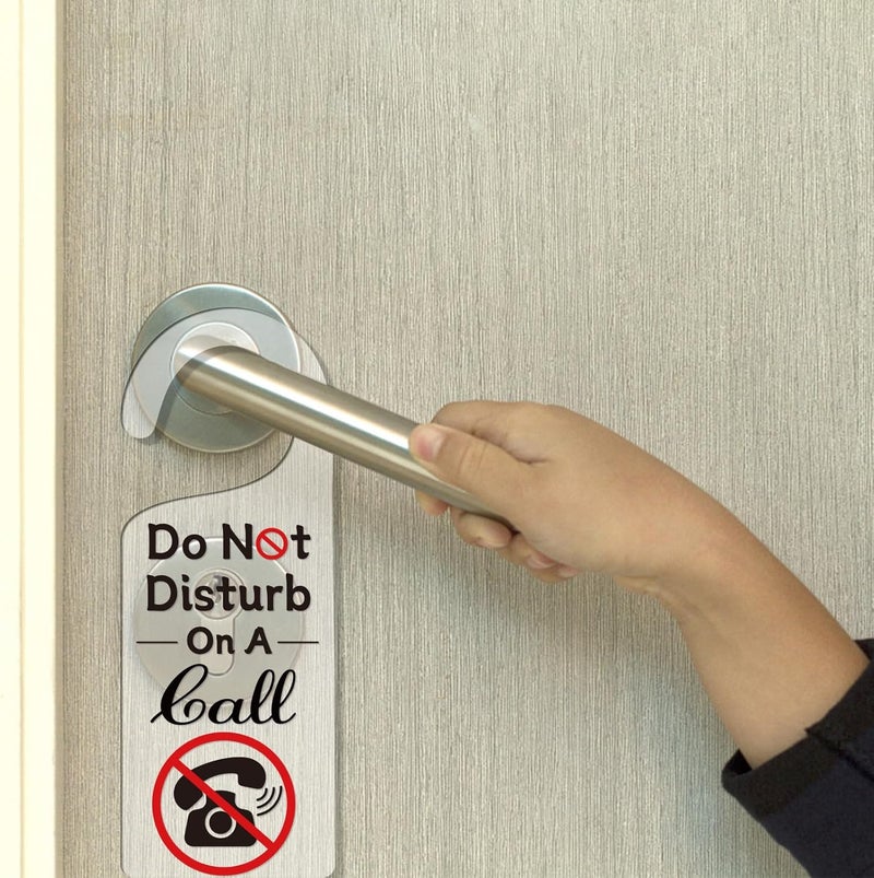 CHGCRAFT 2Pack Do Not Disturb On A Call Door Sign Acrylic Notice Door Hanger Sign Engraved Acrylic Mark Hanger for Homework Office Schools Business Conference Room Meeting - Image 4